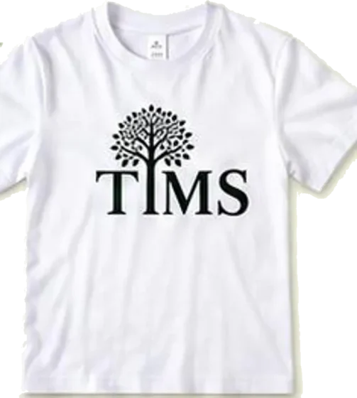 나무 로고가 새겨진 흰색 TIMS 티셔츠